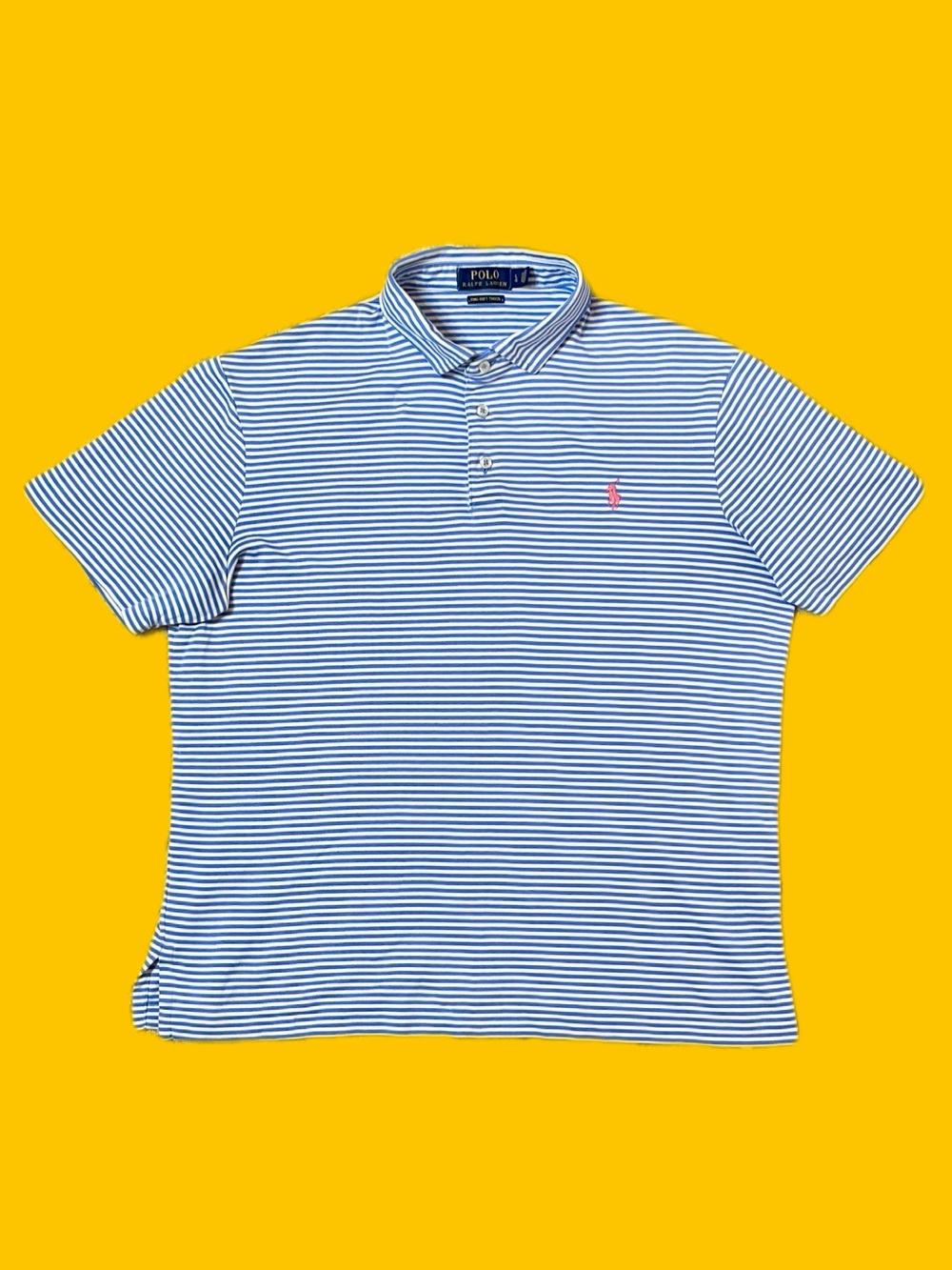 Polo Ralph Lauren Pima Soft Touch Polo Shirt Blue White Stripe Large